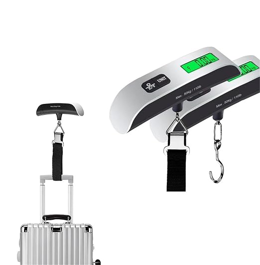 Luggage Weight Scale, 3pcs Mini Portable Digital LCD Display Electronic Portable Scale Travel Luggage Weighing Duffel Bag 110lb/50kg Weight Balance Tool,for Travel(Webbing Belt)