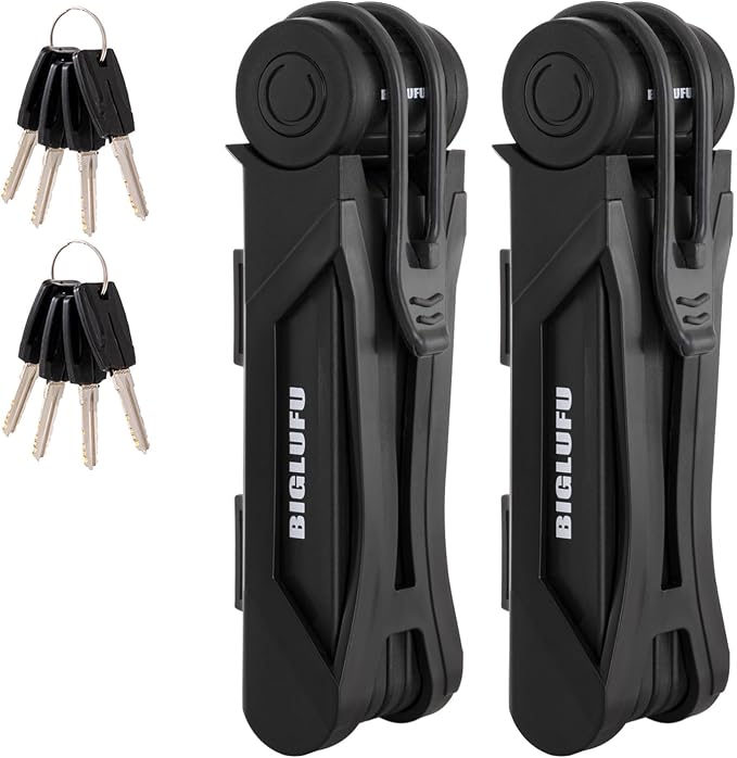 Bike Lock Bicycle Scooter Motorcycle Folding Locks with 4Keys, Fold Chain Heavy Duty Alloy Steel Foldable Lock with Mounting Bracket 2pc Straps, 86cm/34 Unfolding, 1.92 lbs