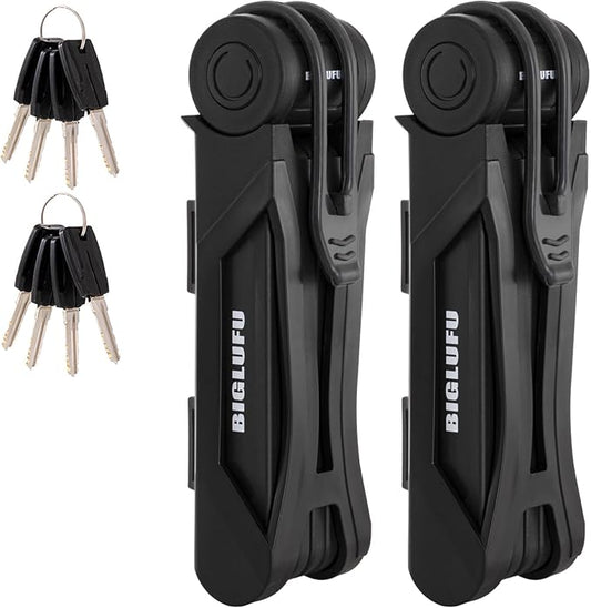 Bike Lock Bicycle Scooter Motorcycle Folding Locks with 4Keys, Fold Chain Heavy Duty Alloy Steel Foldable Lock with Mounting Bracket 2pc Straps, 86cm/34 Unfolding, 1.92 lbs
