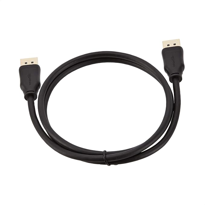 Amazon Basics DisplayPort to DisplayPort 1.2 Cable, 4K@60Hz, 2K@165Hz, 2K@144Hz Video Resolution, Gold-Plated Connectors, 3 Feet, Black (Pack of 2)
