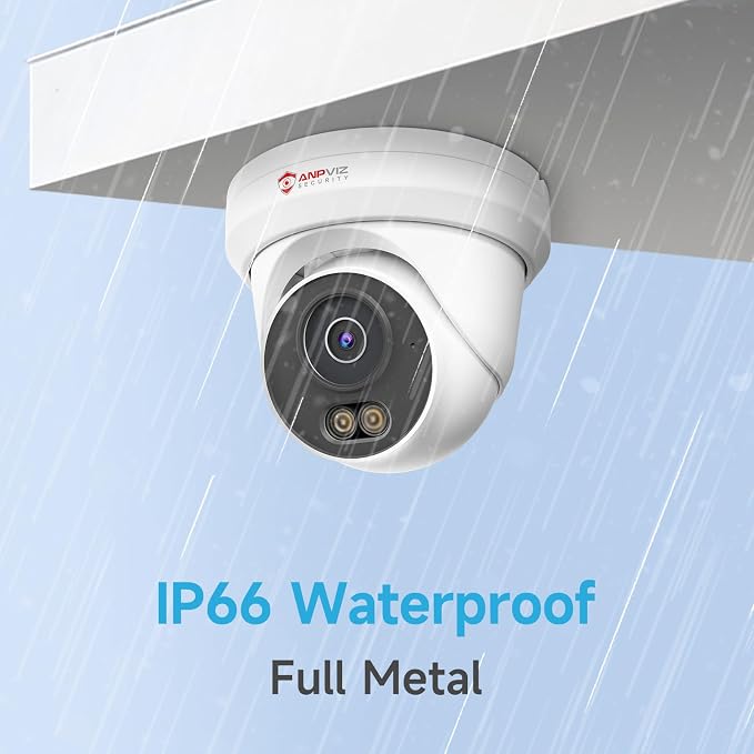 Anpviz 5MP PoE Camera, Full Metal Turret Security IP Camera Outdoor Wired, Smart Dual Light Color Night Vision, AI Human Motion Detection, Built-in Mic, NDAA, Requires NVR, NOT Work Independently