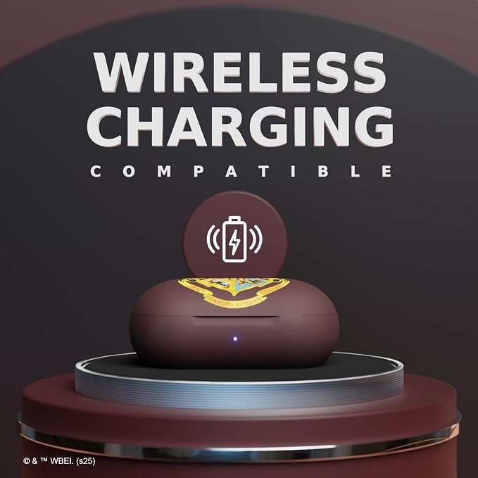 iJoy Harry Potter Hogwarts Crest Wireless Bluetooth Earbuds with Charging Case, Built-in Mic, 30 Hr Playtime, Officially Licensed | Harry Potter Gifts for Women, Men, Teens, Kids and All Fans