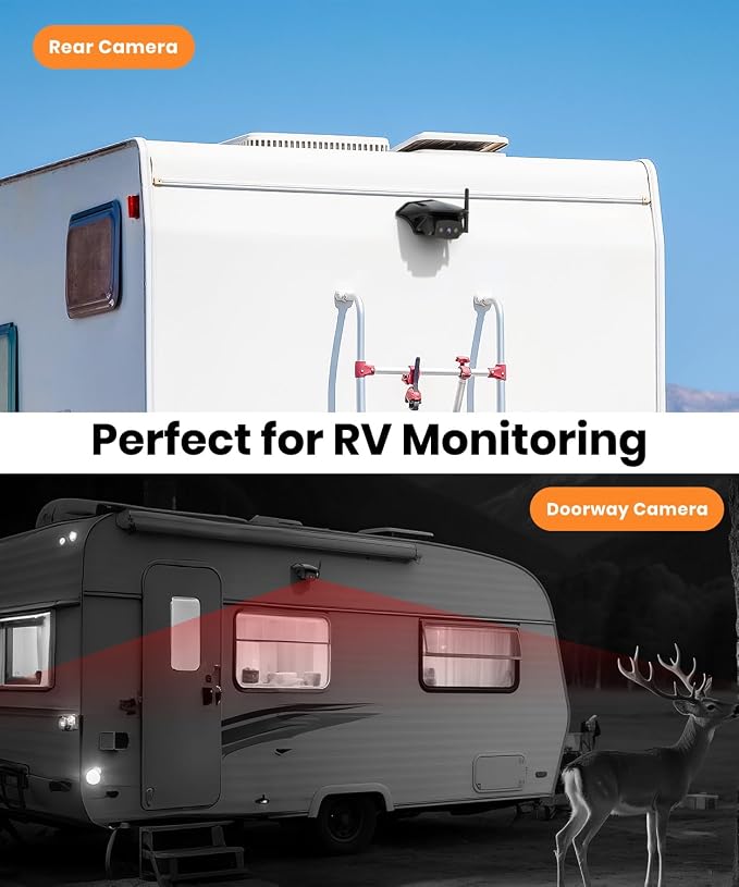 AUTO-VOX RV Backup Camera Bundle: 7.2'' Monitor, RV Wireless Camera (WF1),Suction Mounts – Flexible Monitor Placement, Wide Rear View, Strong Signal, Safer Parking & Campsite Monitoring