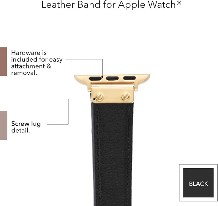 Anne Klein Leather Fashion Band for Apple Watch Secure, Adjustable, Apple Watch Band Replacement, Fits Most Wrists