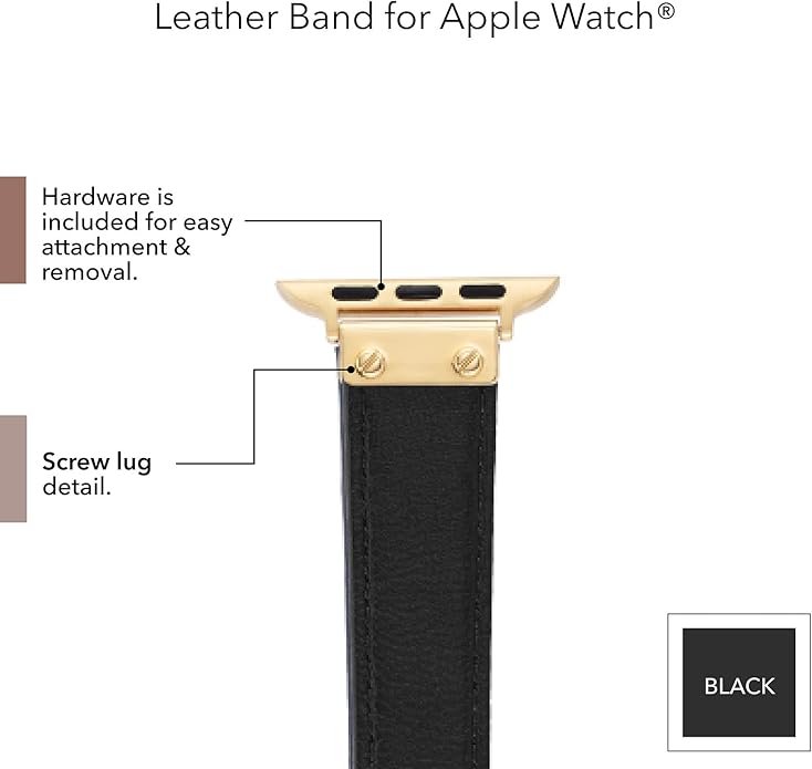 Anne Klein Leather Fashion Band for Apple Watch Secure, Adjustable, Apple Watch Band Replacement, Fits Most Wrists