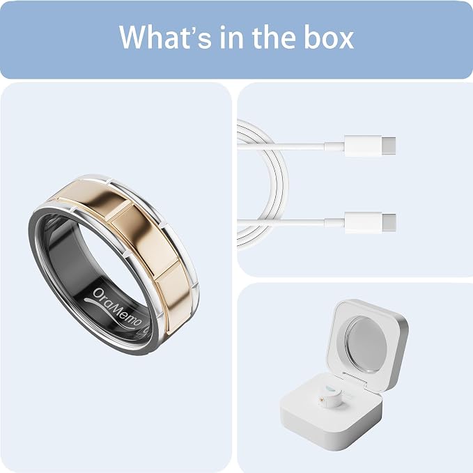 Smart Ring 1.0 for Men/Women, No Subscription Fee, 7-8 Days Battery Life, HRV/Stress Monitoring/Sleep Track/Fitness for iOS and Android, Matte Gold & Silver, Size 14