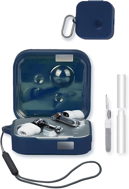 Case for Nothing Ear3 True Wireless Earbuds,Soft Protective,BOVUGAC Silicone Case Cover with Keychain & Cleaning Kit & Lanyard for Nothing Ear 3-Blue