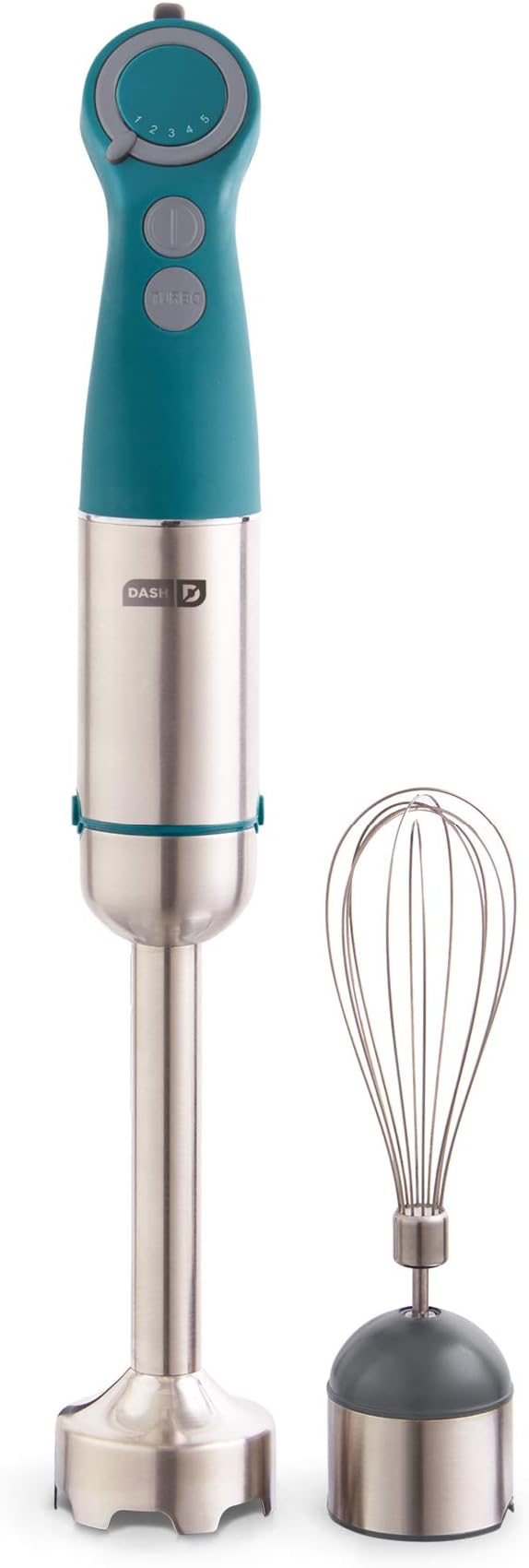 Dash Chef Series Immersion Hand Blender, 5 Speed, 330W Handheld Stick Blender with Whisk Attachment, Stainless Steel Blades for Soups, Sauces, Smoothies & Purées - Teal