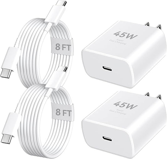 Phone 17 16 Pro Max Charger Fast Charging, 45W Super Fast USB C Charger Block with 8FT Charging Cable for 17 16 Pro Max/17 16Pro/16 Plus,15 Pro Max/15 Pro/15, Android Phone