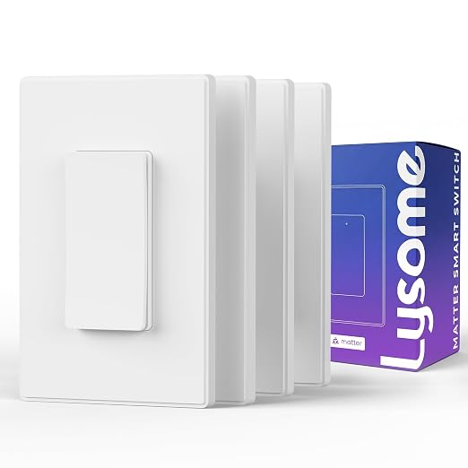 Matter Smart Light Switch, Voice Control Smart Wall Switches Compatible with Alexa & Google Assistant, Timer Schedule, Neutral Wire Required, Single Pole, 2.4GHz Wi-Fi, White, 4 Pack
