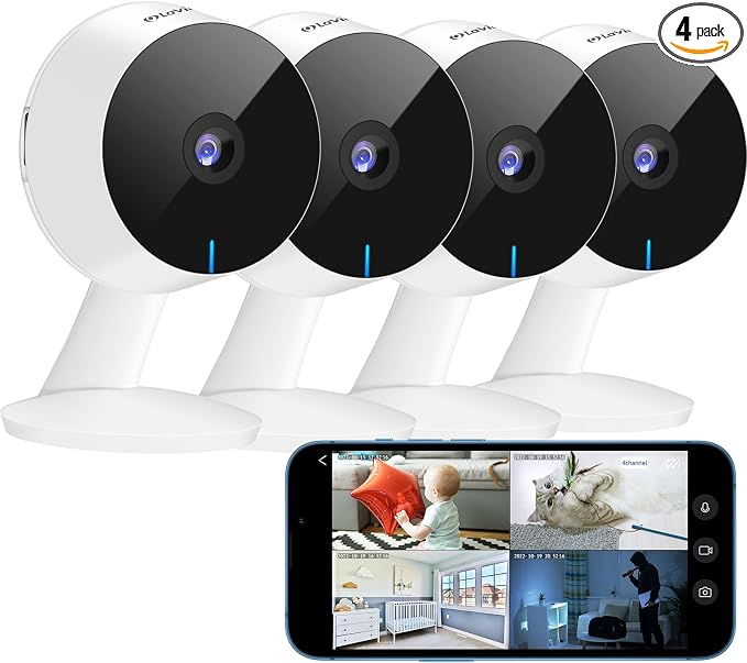 LaView 8MP 4K Cameras for Home Security Indoor,Home Security Camera for Baby/Elder/Pet/Nanny,Baby Cam Starlight Sensor Color Night Vision,US Cloud Service,Compatible with Alexa