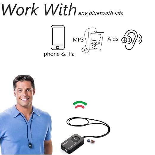 Loud Sound 45-100dB 35 inch Amplifier Bluetooth Neckloop Aids T-coil with CIC Spy Earpiece