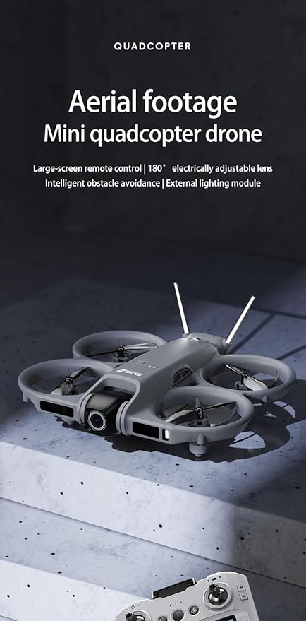 Drone with HD Camera & 4.3 Inch Screen Remote, 3-Sided Obstacle Avoidance, WiFi FPV Quadcopter Altitude Hold Headless Mode & One-Key Return, Mini Portable Drones for Beginners Adults (Grey)