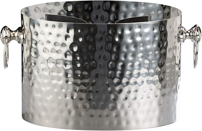 2-Bottle Wine Chiller Ice Bucket | Keeps Bottles Cold Without Touching Ice | Handcrafted Artisan Design | Patented Technology | Stainless Steel