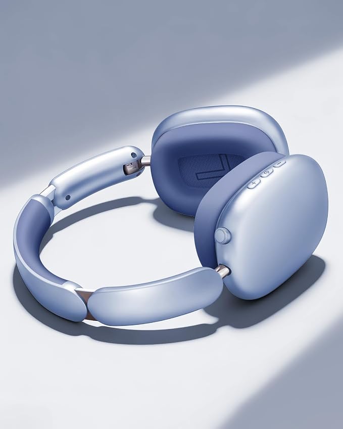 Wentronic Y02 Active Noise Cancelling Headphones, Wireless Over-Ear Bluetooth 5.4 Headphones with Microphone, 60H Playtime, Hi-Res Audio, Big Bass, Foldable Lightweight for Travel Home Office, Blue