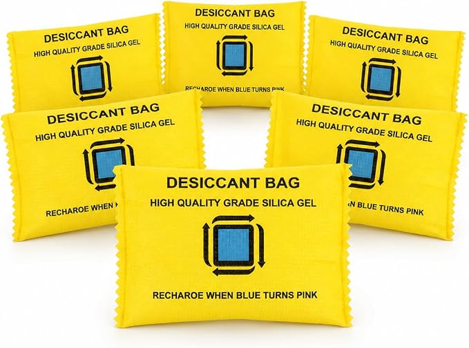 6 Packs Rechargeable Desiccant Packs- CARGEN Silica Gel Packets,Moisture Absorber, Reusable Silica Gel Packets, Color Changing Desiccant for Moisture Control & Storage,100g