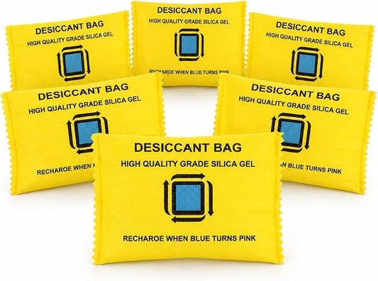 6 Packs Rechargeable Desiccant Packs- CARGEN Silica Gel Packets,Moisture Absorber, Reusable Silica Gel Packets, Color Changing Desiccant for Moisture Control & Storage,100g
