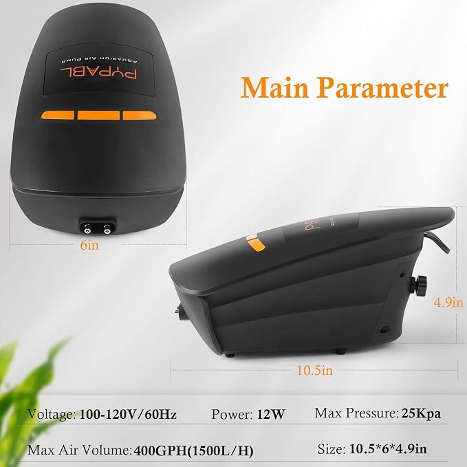 400GPH Aquarium Air Pump, Large Air Volume Aquarium Air Compressor, Silent Fish Tank Oxygen Pump for Hydroponic Systems, Ponds, Aquaculture