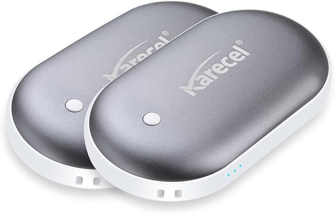 Karecel Hand Warmers Rechargeable 2 Pack, 10400mAh Double-Sided Heat Electric Handwarmers, 4-inch Full-Surface Heat, Reusable Portable Camping Hand Warmer, Gifts Men for Christmas, Winter Essentials