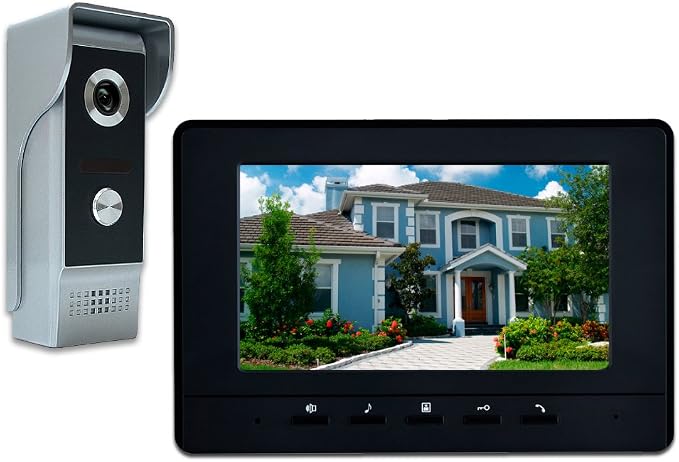 Wired Video Intercom System, 7 Inch Video Doorbell Door Camera Kit | Dual-way Intercom, Door Monitoring, HD Camera with Monitor Unlock, Night Vision, Waterproof for Villa Home Office Apartment
