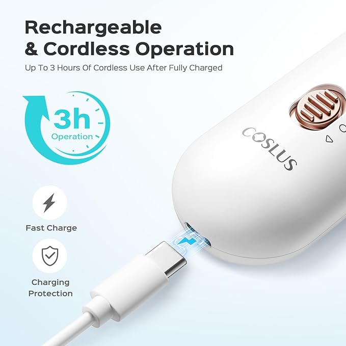 COSLUS C30 Professional Manicure Pedicure Kit, 5-in-1 Electric Nail File for Toenail Hand Feet - Standard Grinder for Basic Nails Care, Cordless, 5 Speed, for Men Women Seniors Home Salon, White