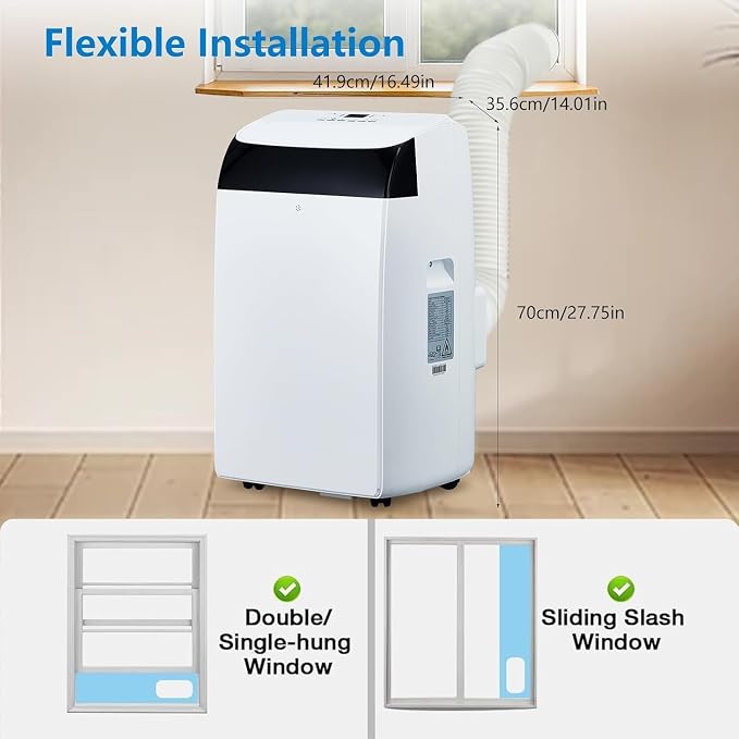 GarveeTech 14000 BTU Portable Air Conditioner for Large Room up to 750 Sq Ft - 3 in-1 AC Unit w/Dehumidifier & Fan, CEER 7.83 Quiet 52dB, Easy Install Kit for Home/Garage/Apartment