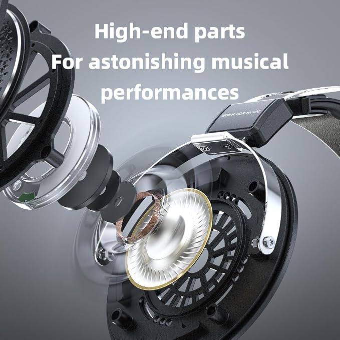 FiiO JadeAudio JT1 Professional Studio Headphones for Recording Gaming Headset with Microphone, 50mm Diaphragms, Hi-Res Music Studio Headset