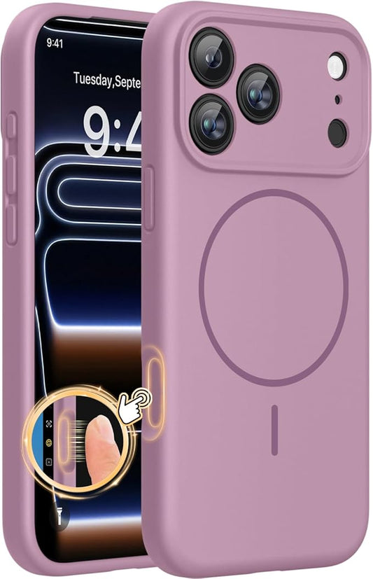 Miracase Magnetic for iPhone 17 Pro Case, Compatible with MagSafe, Integrated Silicone Camera Control Cover, 3.0mm Thicken Shockproof Drop Protection Phone Case for 17 Pro,Blackcurrant