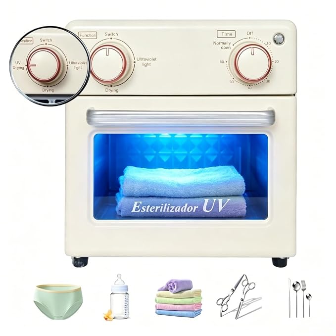 Sterilizer Tools, 10L Drying and 3-in-1 Disinfection Tools 150W Sterilizer with Timer Disinfection Cabinet Suitable for Mother-Child Products, Towels, Hair Salons, Nail Studios (White1)