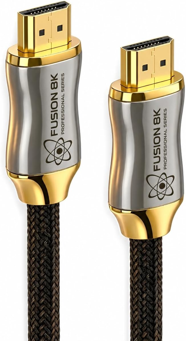 Fusion8K Certified HDMI 2.1 Cable 48Gbps 10 Feet - 10K 8K@60Hz 4K@120Hz 144Hz | eARC HDR10 Dolby Vision HDCP 2.3 | Braided Cord for PS5, Xbox Series X, Apple TV 4K, Roku, OLED TV