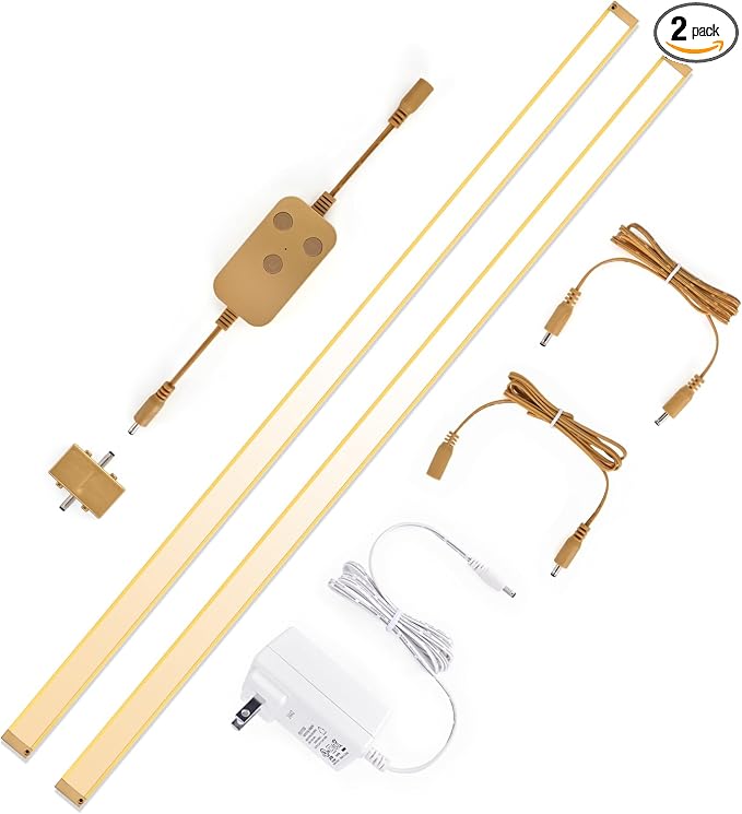 2pack 40inch Smart Under Cabinet Lighting, 2700-6000K Under Counter Kitchen LED Light, Dimmable Under Counter Closet Light Fixture APP Control, Work with Alexa, Google Assistant (Gold)