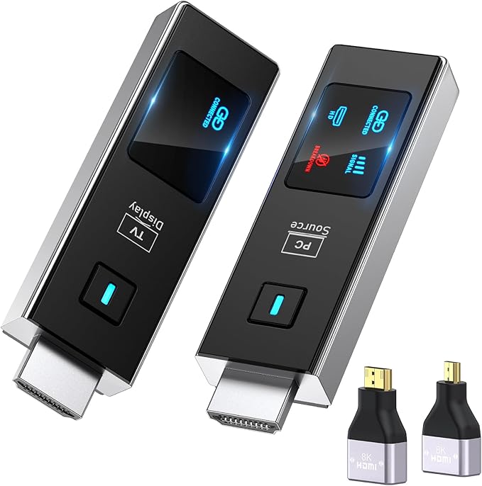 2026 New Wireless HDMI Transmitter and Receiver, 360FT/110M Extender 4K Decode 1080P@60Hz Output with LED Display, Plug&Play 5.8+2.4G Streaming Video/Audio from PC/Laptop/TV Box to Monitor