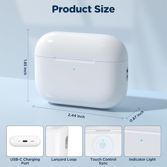 Wireless Charging Case Replacement for AirPods Pro 3 (2025 Release), USB-C Port with Pairing & Sync Button, Replacement Airpods Pro 3 Charging case Support Wireless Airpods pro 3 Charger case