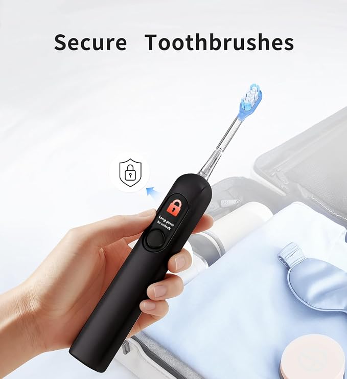 Sonic Toothbrush with Travel Case, Electric Toothbrush, AI Smart Display, 4 Modes with Missed Spot Detection, Pressure Sensor, 2 Brush Heads,Travel Toothbrush with Case