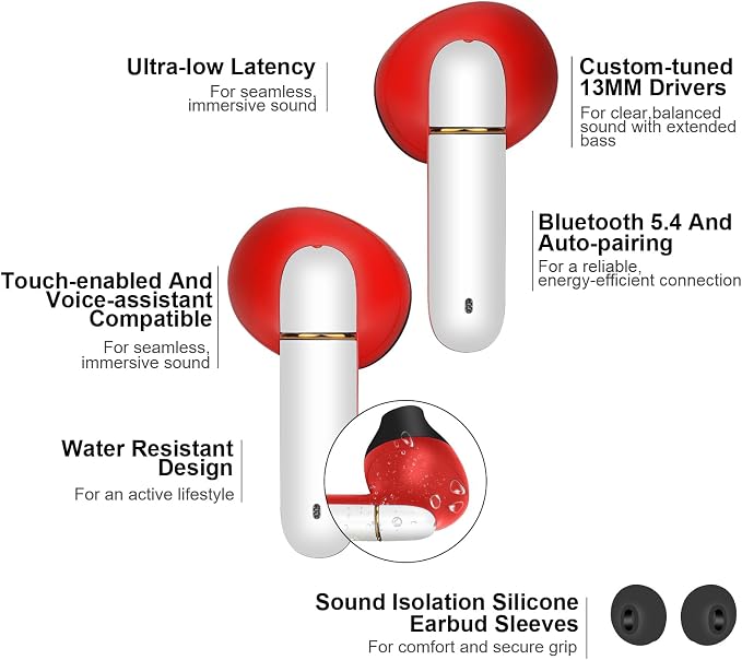 Wireless Earbuds for Kids,Comfortable Wireless Earphones Fit Ergonomic Design Ball Shape Ear Buds with Mic for Android iOS Cell Phone Computer Laptop
