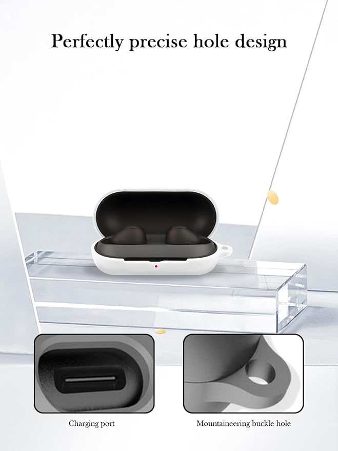 Case for Sony WF-C700N Truly Wireless Noise Canceling Earbud Headphones,Soft Protective,BOVUGAC Silicone Case Cover with Keychain & Cleaning Kit & Lanyard for WF-C700N Earbuds-White