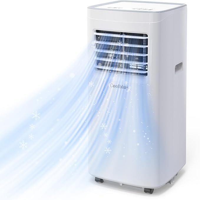 Coolblus 10000 BTU Portable Air Conditioners Cool Up to 450 Sq.Ft, 3-IN-1 Portable AC Unit with Remote Control/LED Display/Installation Kits & Screwdriver/24Hrs Timer for Home/Office, White-10000BTU
