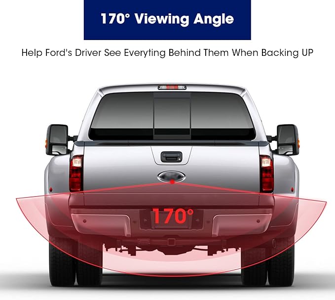 Aftermarket Emblem Backup Camera with Housing Bezel Kit Fit for Ford F150 F250 F350 F450 F550 (2004-2016), HD 700TVL Night Vision, RCA Input Reverse Camera, IP69K Waterproof for Trucks