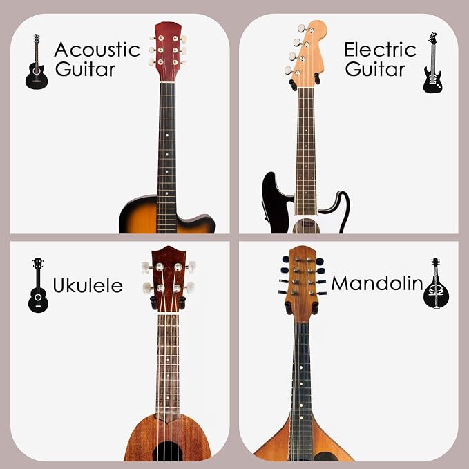 SNIGJAT Guitar Hanger, 2 Pack Hardwood Guitar Wall Mount Holder Stand for Acoustic Guitar, Bass, Banjo, Mandolin, Musical Instruments Accessories