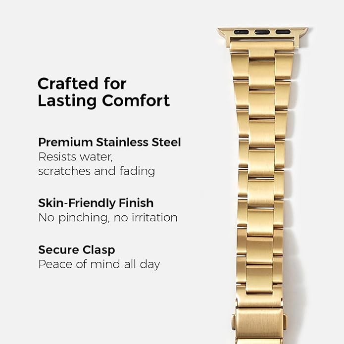 My Pretty Strap - Compatible Apple Watch Band Strap, Stainless Steel Fashion iWatch Replacement Strap- Easy Resizing, No Tool Needed, Fits Most Wrists- Compatible with Series 1-11, SE and Ultra