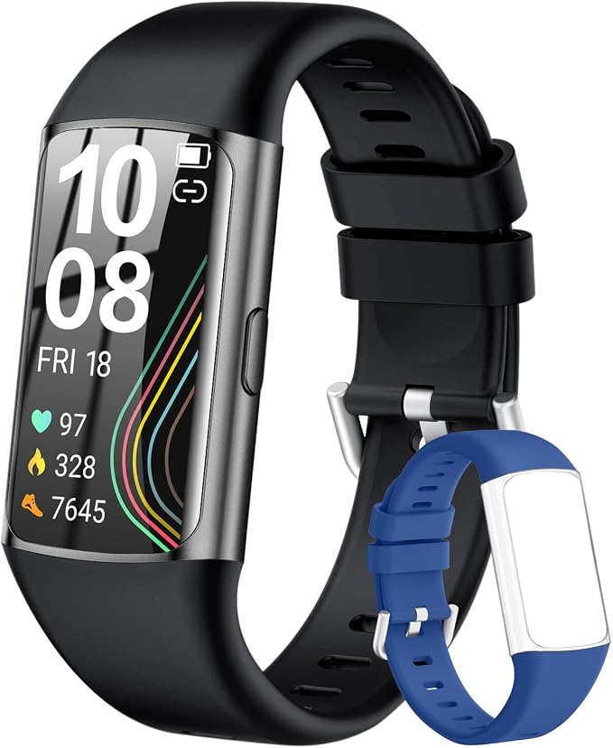 Smart Watch, Step Tracker Watch with 24/7 Heart Rate Monitor, Blood Oxygen, Sleep Monitor, Step Counter, Sports, IP68 Waterproof Fitness Watches for Men Women Compatible with Android & iPhone (Black)