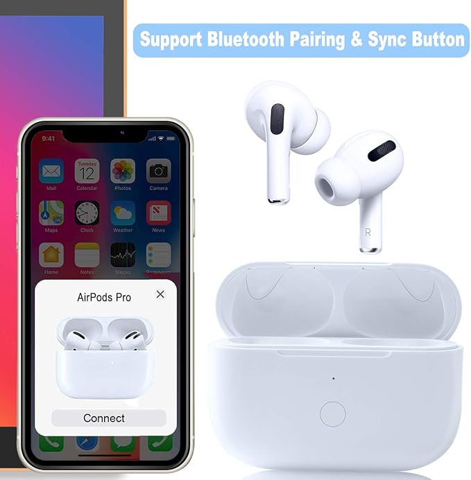 Compatible with for Wireless AirPod Pro 1st & 2nd Generation Charging Case Replacement, Compatible with for AirPod Pro 1st & 2nd Charger Case with Bluetooth Pairing Sync Button | Compatible with