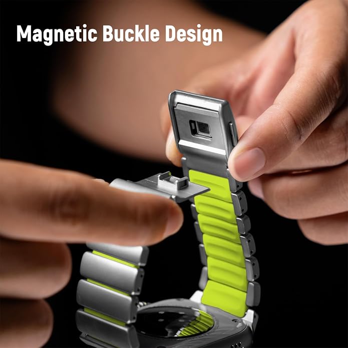 Magnetic Titanium Band Compatible with Apple Watch Ultra 3/2/1 Band 49mm Series 11 10 46mm 45mm 44mm 42mm SE 3/2/1 9 8 7 6 5 4,Luxury Silicone Dual-Layer Link For iwatch Men Women