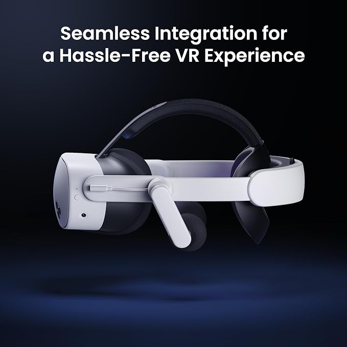 KIWI design Audio Head Strap with Battery for Meta/Oculus Quest 3/3S, K4 Duo DualFast Charging Headset, VR Accessories with Balanced Design for Enhanced Sound Effects & Playtime
