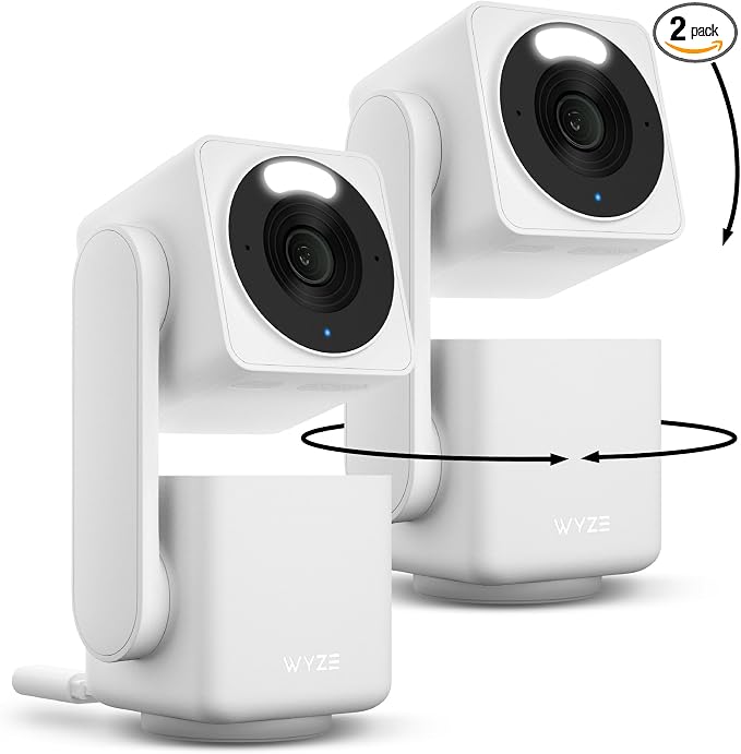 WYZE Cam Pan v4 (2-Pack), 4K Smart Home Security Camera System, AI Indoor/Outdoor Monitor for Baby/Pet/Person/Vehicle, Color Night Vision, 360° Pan/Tilt, 2.4G&5G, Works with Alexa & Google Assistant