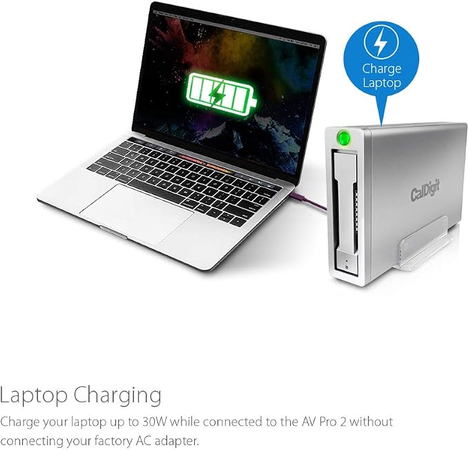 CalDigit AV Pro 2 Storage Hub USB C External Hard Drive - Charge up to 30W, Compatible with USB-C and Thunderbolt Type-C Computers (0TB Enclosure Kit)