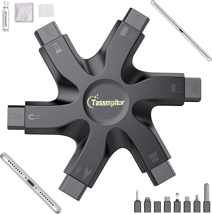 Tassmpitor for iPhone Cleaning Kit Phone Port Cleaner, Cleaner Kit for AirPod iPhone Pro Max, Cleaning Putty for Cell Phone Charging Port Lightning Charger Connector Cable Speaker, Repair Restore Tool