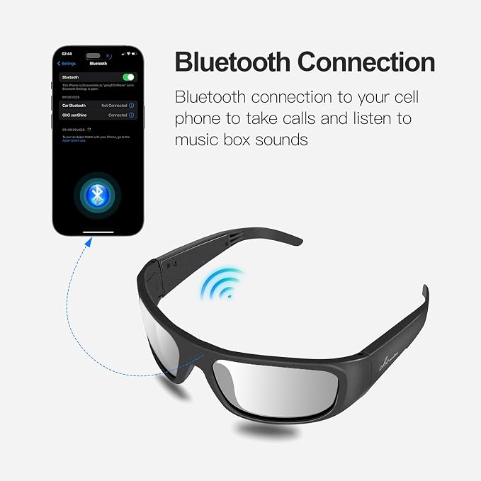 OhO sunshine Bluetooth Audio Sunglasses, Lightweight Open Ear Sport Glasses, 10H Playtime,Water Resistant with Voice Control