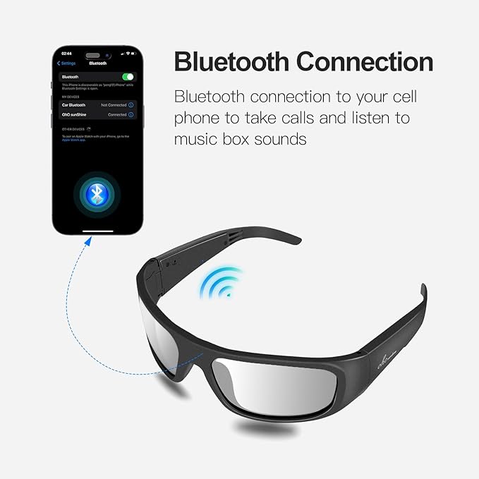 OhO sunshine Bluetooth Audio Sunglasses, Lightweight Open Ear Sport Glasses, 10H Playtime,Water Resistant with Voice Control