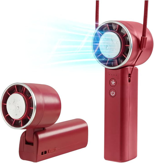 Foldable Handheld Fan with Ice Cooling - 4 Speed Rechargeable Mini Portable Fan, Ultra-Lightweight Personal Air Cooler for Desk, Travel and Makeup, Red